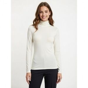 Hotouch Ivory Long Sleeve Mock Turtleneck Top Casual Womens S NWT